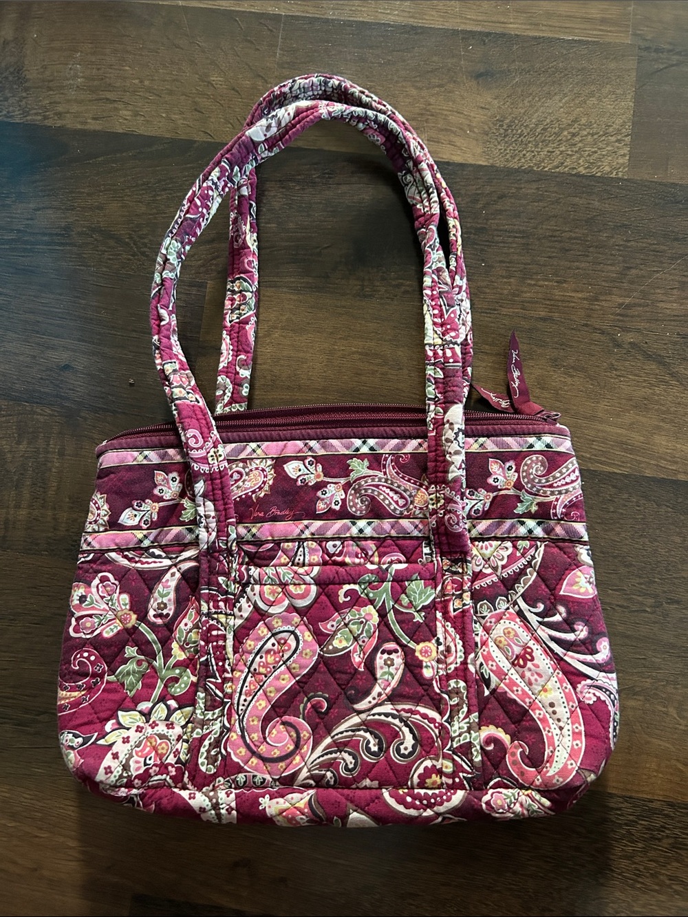 Vera Bradley Burgundy Plum Paisley Quilted Tote